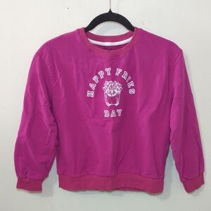 The Wishing Elephant Pink 'Happy Fries Day' Sweatshirt Girls Size M